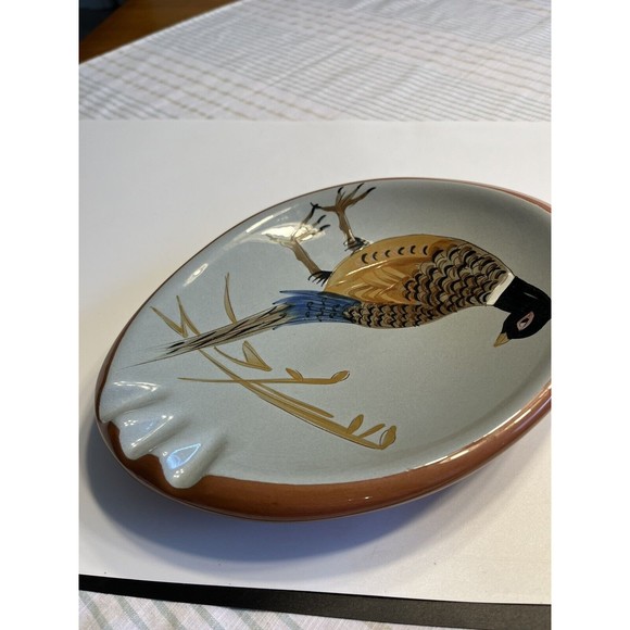 STANGL POTTERY #3926C SPORTSMAN SERIES PHEASANT OVAL 10 3/4" CIGAR ASHTRAY 1950 - Picture 14 of 16
